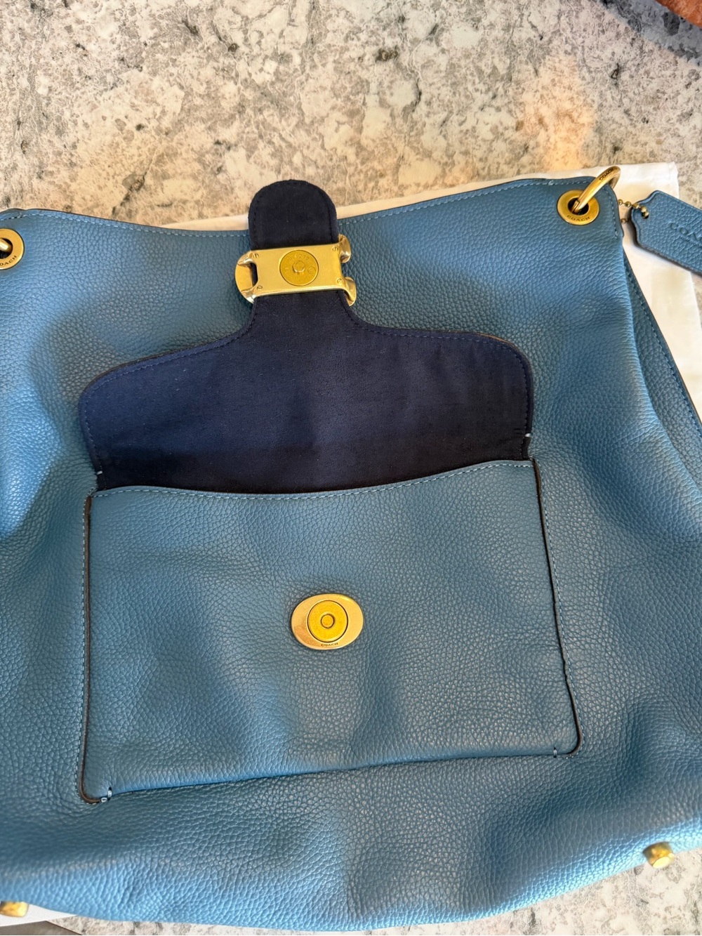 Coach Tabby Hobo Bag - Lake Blue Polished Pebbled Leather (Style 78207) EUC - Picture 13 of 14